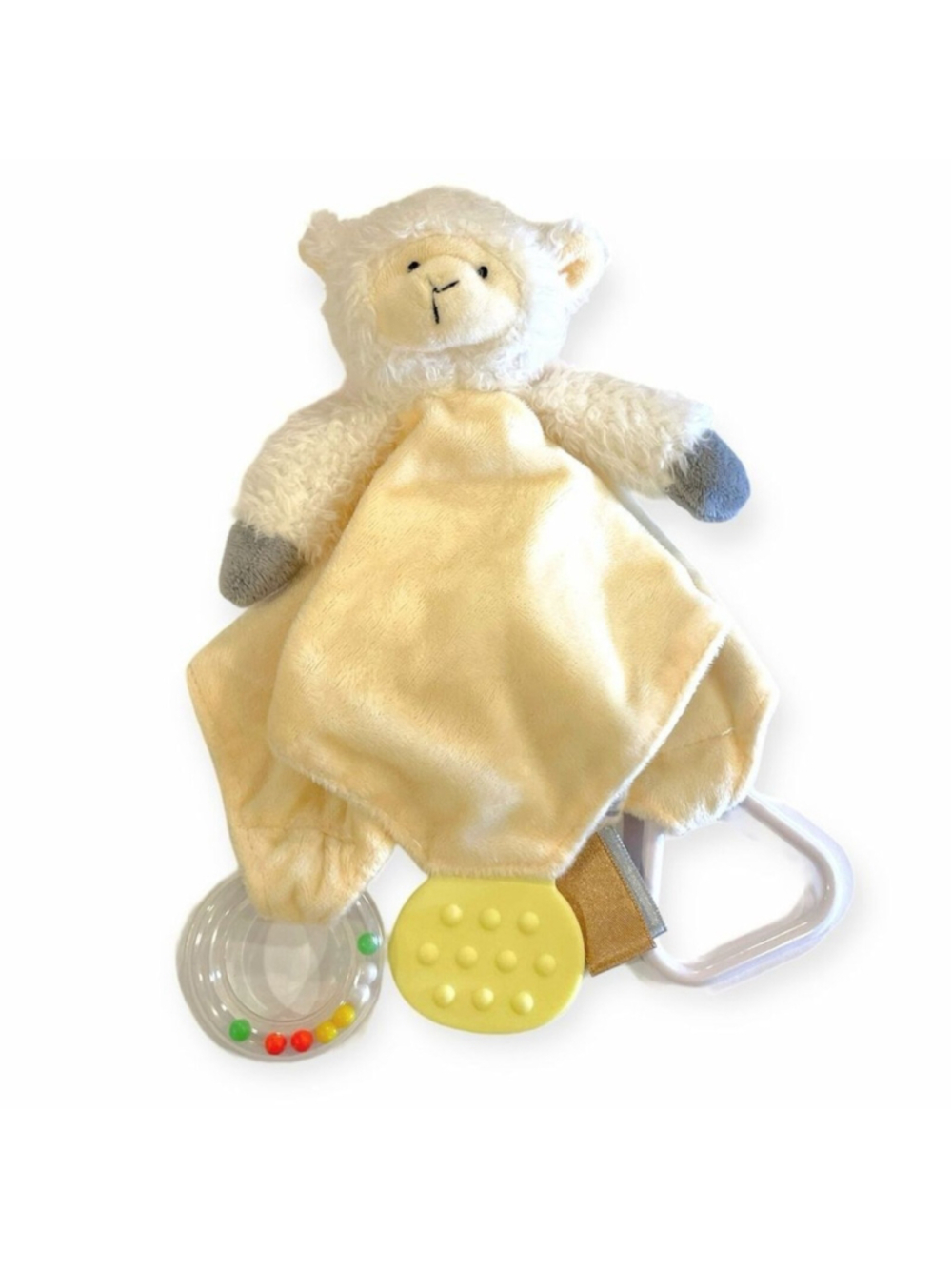 Stephan Baby Unisex Lamb Lovey Chewbie Teether Rattle Toy Security Blanket Plush
